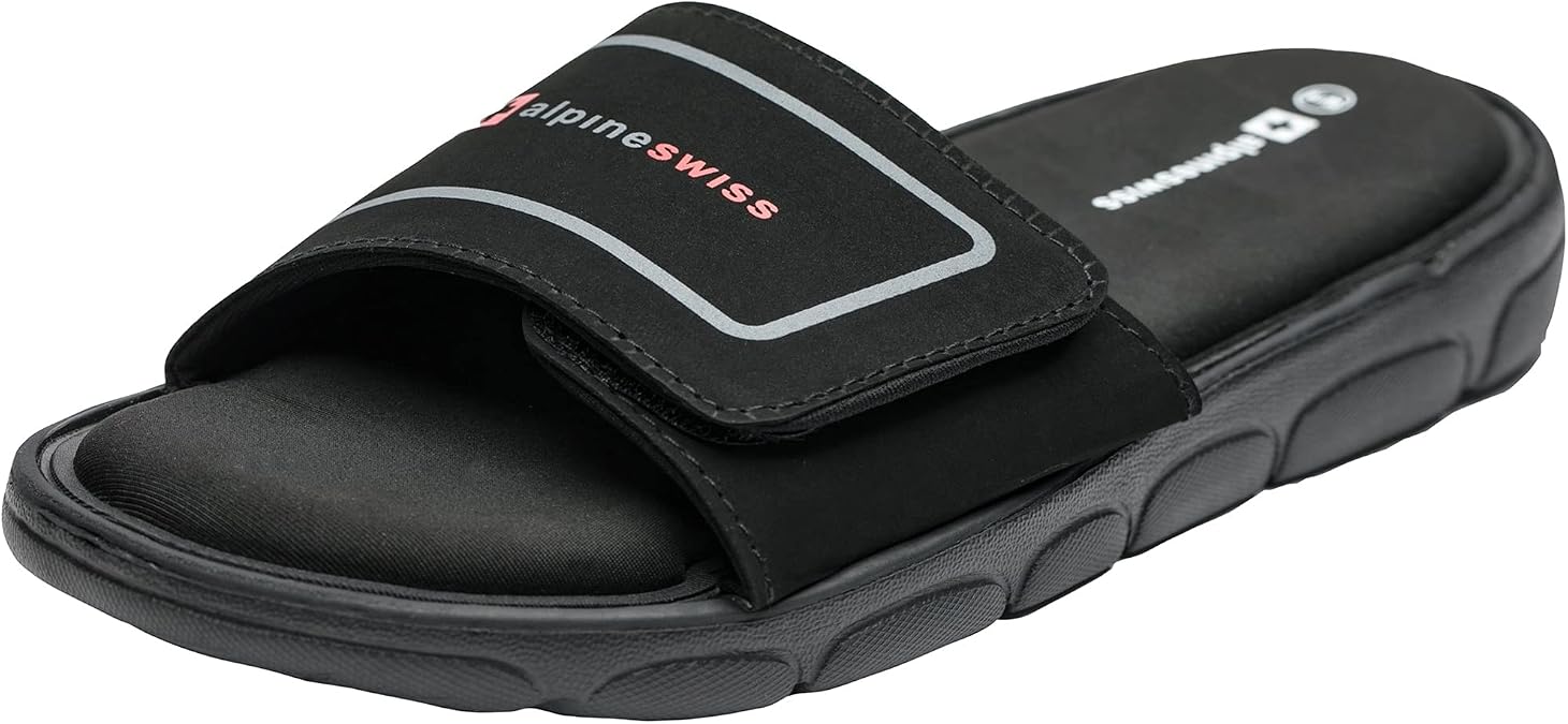 alpine swiss Gabe Men's Cloud Slide Sandals | Ultra-Comfortable Shock-Absorbing Foam Insole with Arch Support | Adjustable Strap Waterproof Anti-Slip Traction | Great for Recovery Gym Shoes