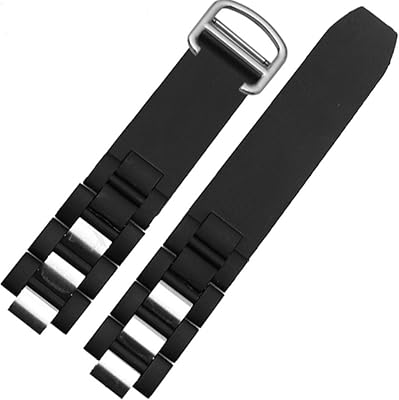 BlackWhite Rubber Watch Band Silicone Strap deployment clasp Compatible with 20mm Must Cartier 21 Chronoscaph Autoscaph Quartz
