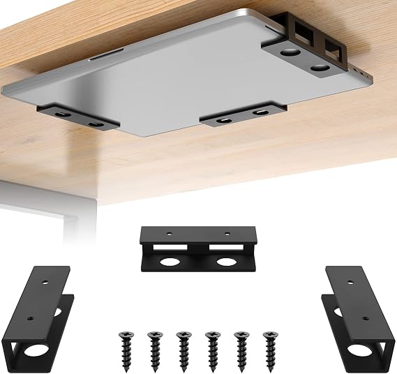 3 PCS Under-Desk Laptop Mount, Anti-Scratch Felt Board Under-Desk Laptop Holder Tray with Sturdy Under-Desk Shelf for Laptops up to 1.11" Thick