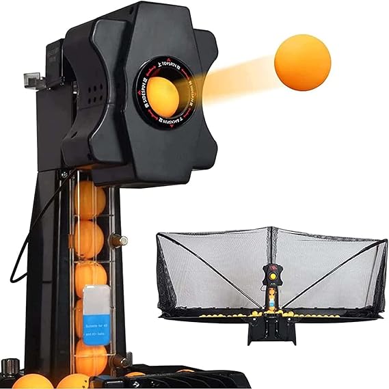 Table Tennis Robot, 50W S6-PRO Automatic Ping-Pong Ball Serving Machine with 9 Different Spin Balls Table Tennis Robots + Practice Training Recycle Net
