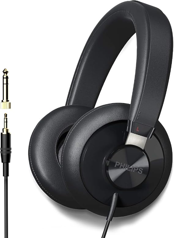 PHILIPS SHP6000 Wired Headphones Studio Monitor & Mixing DJ Stereo Headsets Over Ear Headphones Wired Noise Isolation with High Resolution Audio, Deep Bass