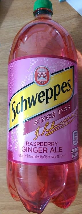 Schweppes Ginger Ale Raspberry 2 Liter Bottle Naturally Flavored One Bottle