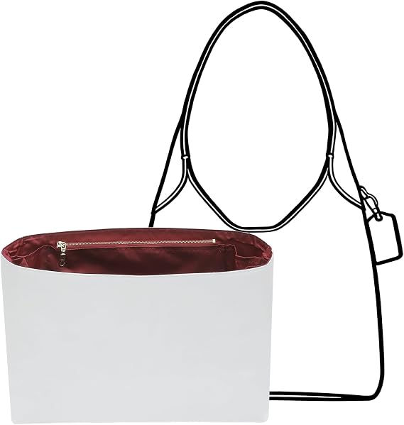 Purse Organizer Insert for Coach Brooklyn 39, Brooklyn 39 Bag Insert with 9 Pockets & Elastic Bottle Holder, Waterproof Lightweight Dupontpaper Bag Shaper for Coach Brooklyn Bag, Merlot
