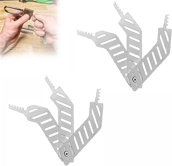 3/6pcs Lock Picking Kit, 3 in 1 Stainless Steel Lock Padlock Set, Multifunctional Hand Tool Lockpicks Sets, Portable Comb Teeth Pick Set, for Firefighter Emergency Shed Gate School Gym Fence (6pcs)