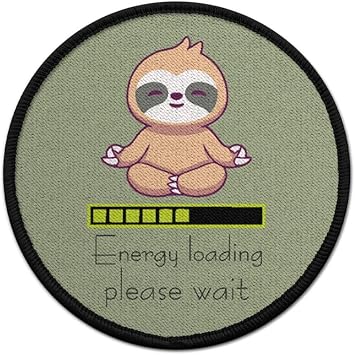 ALFASHIRT Patch Sloth Energy Loading Please Wait Humor Patch Backpack #43826