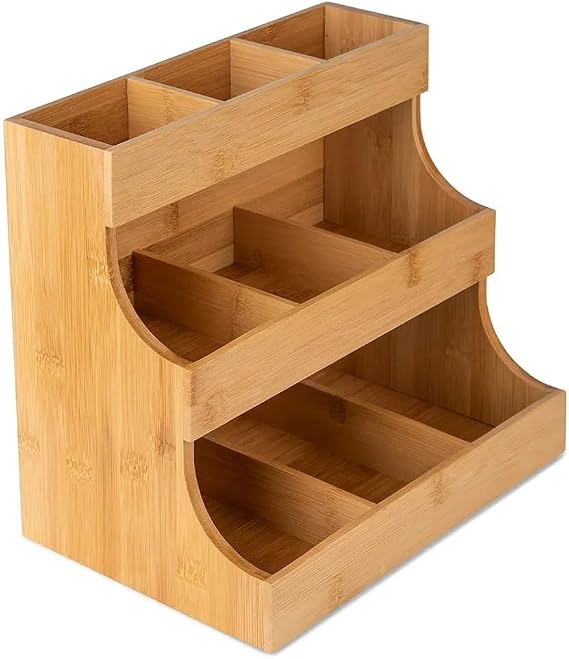 Vertical Tea Bag Organizer Wood Box Storage Box Teabags Holder Tabletop Chests for Tea Storage Tea Bag Organiser for Tea Bag Coffee Capsules Sugar Packets Storage for Home Kitchen Office Café