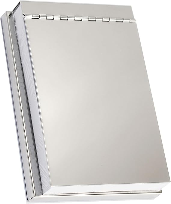 Natico Originals Non-Tarnishing Executive Silver Travel Notebook, Portable Jotter Notepad 6" x 4.25" Journal w/ 5.75" x 3.75" 100 Page Perforated Pad (30-418)