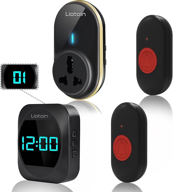 Wireless Caregiver Pager Elderly Alarm Call Button Personal Alarms Call Bell for Elderly Patient Disabled Nurse Alert System 2 Waterproof Call Button 2 Plugin Receiver