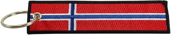 Norway Flag Key Chain, 100% Embroidered