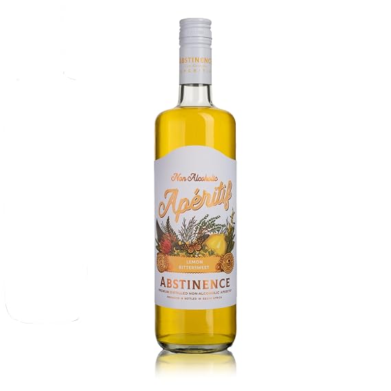 Abstinence Lemon Non Alcoholic Aperitif, 750ml, Award-Winning, Botanical Inspired, Distilled Non Alcoholic Spirits, Citrus Flavored Zero Proof Mocktail Alternative, Bittersweet Non Alcoholic Drink