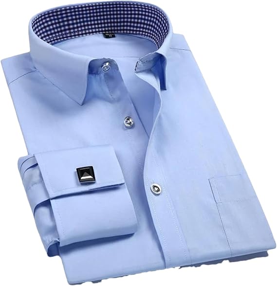 Mens Formal Dress Shirt Business Casual Long Sleeve Solid Striped Button Down Dress Shirts