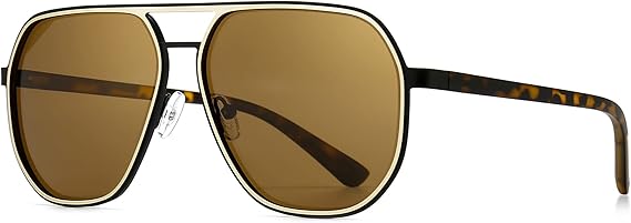 SUNGAIT Polygon Aviator Sunglasses for Men Polarized Trendy Square Sun Glasses Retro Pilot Shades UV Protection
