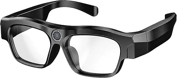 Smart Glasses with Camera, 4k Video Camera Glasses with TF Card, Recording Glasses for Driving Riding Training VX18 (Clear)