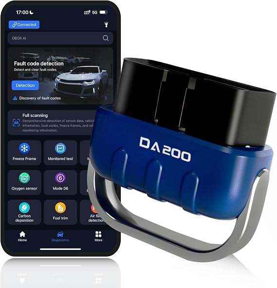 Bluetooth OBD2 Scanner, Car Diagnostic Code Reader for Vehicles | Wireless OBDII Tool with AI Repair Guides, Live Data, Battery Test, Readiness Check & Free App for iOS Android