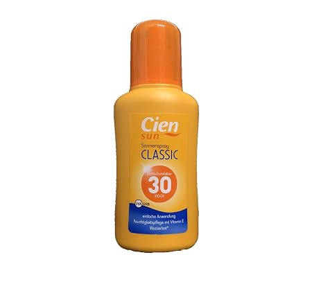 1x 200ml Cien Sun Sonnenspray Classic LSF 30 HOCH UVA UVB Wasserfest* Feuchtigkeitspflege Vitamin E Made in Germany (1x 200ml)