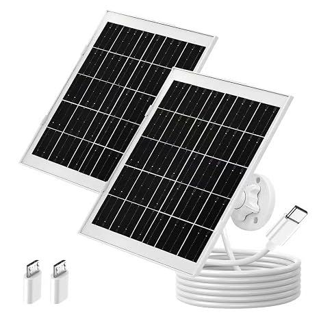 2 Packs Stable 7W Solar Panel Charger with Adapter for TP Link Tapo MagCam C425, Tapo C420, Tapo C400