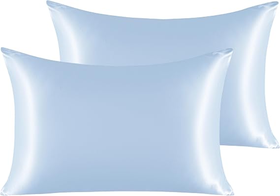 NTBAY Standard Satin Pillowcases, Set of 2, Aqua