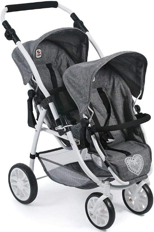 Bayer Chic 2000 68976 Tandem-Buggy Vario - Doll car, Gray (Jeans Gray), from 3 to 7 years old.