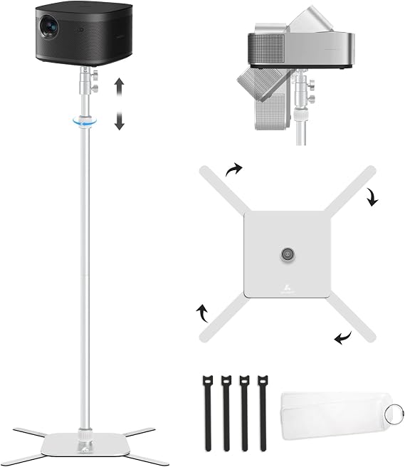 Projector Mount,Height Adjustable 19.5" to 47.5",Space-Saving,Heavy-Duty Floor & Table Projector Stand with 11lbs Capacity for Home Theater & Business Presentation Compatible with Epson, XGIMI, Nebula