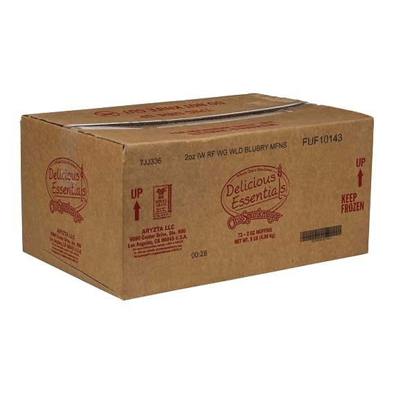 Otis Spunkmeyer Whole Grain Wild Blueberry Muffins, Individually Wrapped, Thaw & Serve, 2 oz, 72 Count Bulk Case