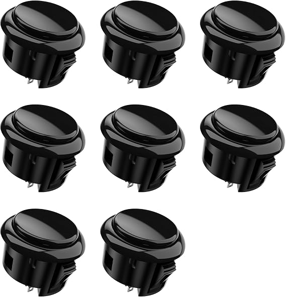 MAYFLASH 8 pcs MFBK-30 Push Button 30mm for MAYFLASH F300 F500 F700 Arcade Jamma Video Game & Arcade Joystick Games Console(Black)