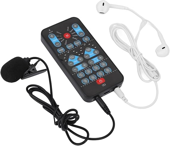 Voice Changer Card, ABS Mini Handheld Sound Card with 8 Sound Effects Support Multi Languages Beautification for Mobile Phone Computer