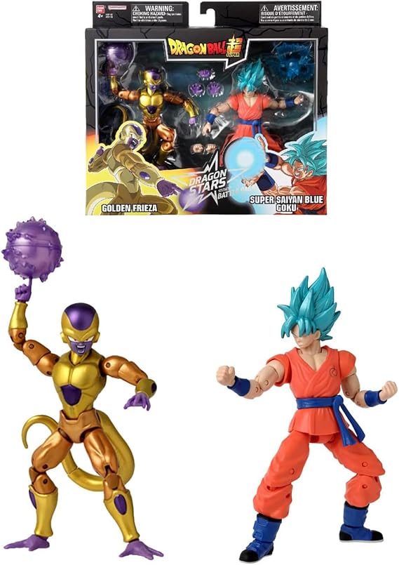 Bandai Dragon Ball Battle Pack 12cm SS Blue Goku vs Golden Frieza Figures | Dragon Ball Super 2 Pack- Super Saiyan Goku vs Golden Frieza Action Figure - 17 Points of Articulation - Anime Collectible