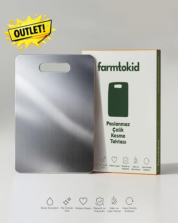 Paslanmaz Çelik Kesme Tahtası 20x30cm - Avantajlı Outlet Fırsatları (316 - Kalite)
