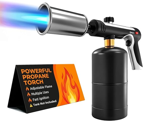 Saker Propane Torch,3272F High Heat Adjustable Flame Thrower Gun with Safety Lock,Propane Torch Gun Flamethrower for BBQ, Grill, Campfire,Searing Steak, Cooking and Camping(Tank Not Included)
