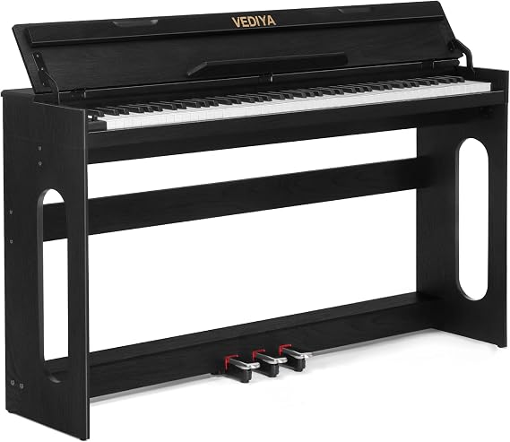 Digital Piano Keyboard 88 key,Semi-Weighted Electric Piano,Wooden Desk Full Size Upright Electric Piano, Acoustic Piano for Beginners,Triple Pedal,USB-MIDI Compatibility (Black)