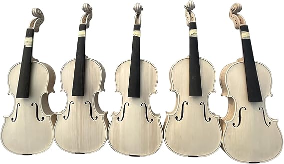 New 4/4 Violin Full Size White Violin Unfinished Flame Maple Back Side Handmade (Flame Maple)
