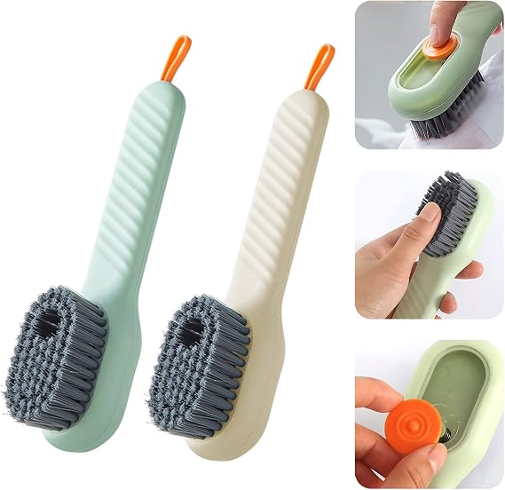Shoe Brush Multifunctional Cleaning Tool - Boot & Clothing Brush with Liquid Box - 2 Pcs