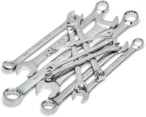 SATA 11-Piece SAE Combination Wrench Set with Rack, Full-Polished Chrome, 1/4-Inch to 7/8-Inch - ST09021SJ