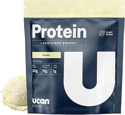 UCAN Energy  Plant Protein Powder - Vegan Plant Based Protein 20g Pea Protein with Amino Acids EAAs & BCCAs - Keto Protein Powder - No Added Sugar, Gluten-Free - Vanilla - 12 Servings