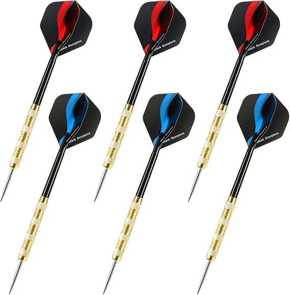 Steel Tip Darts Set Professional Darts Set 14g Metal Dart Set Personalised Darts for Beginners Hobbyists and Professional Darts 6 Pack