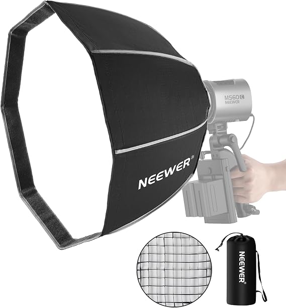 NEEWER Octagonal Softbox 50 cm mit NEEWER Mount(Not Bowens Mount),Octabox Softbox Folding & Quick Installation mit Honeycomb Light Diffuser fur MS60 MS60B MS60C MS150B LED Video Studio Light, NS4P