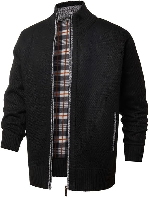 Men's Knitted Cardigan Sweater Full Zip Front with Pockets