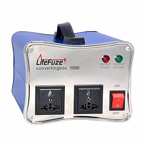 1000W Voltage Converter Step-up/Down Auto Power Transformer - 110/120v to 220/240v - Heavy Duty Circuit Breaker Protection Converting Box Technology - Blue