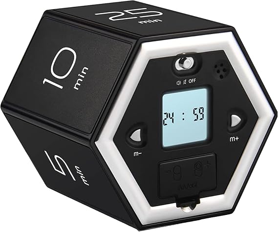 Productivity Timer, Silver Cube Timer Timer Cube Sensor Manager Timer (Black)