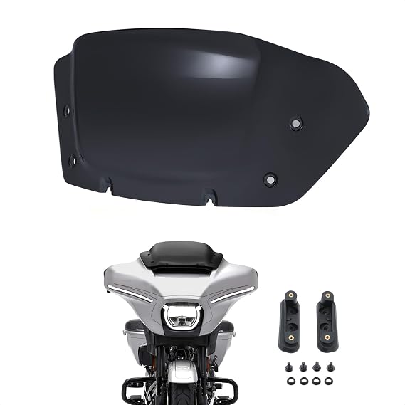 10" Wave Windshield Windscreen Wind Splitter Compatible for Harley Street Glide FLHX 2024-2025, CVO Street Glide FLHXSE 2023-2025, FLHXU 2025 (Black)