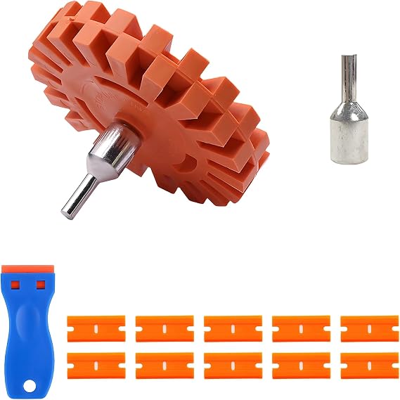 12 Pcs Decal Remover Eraser Wheel Kit, Eraser Wheel Decal Remover, Car Sticker Removers Set, Including Blade Replacement with Shovel Blade, for Floor Stained Surface Scratch