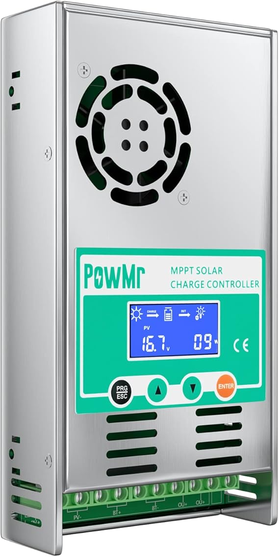 PowMr MPPT Solar Charge Controller 60 amp 48V 36V 24V 12V Auto - Max 160VDC Input, LCD Backlight Solar Charge Controller for Vented Sealed Gel NiCd Lithium BatterySoftware Update Version