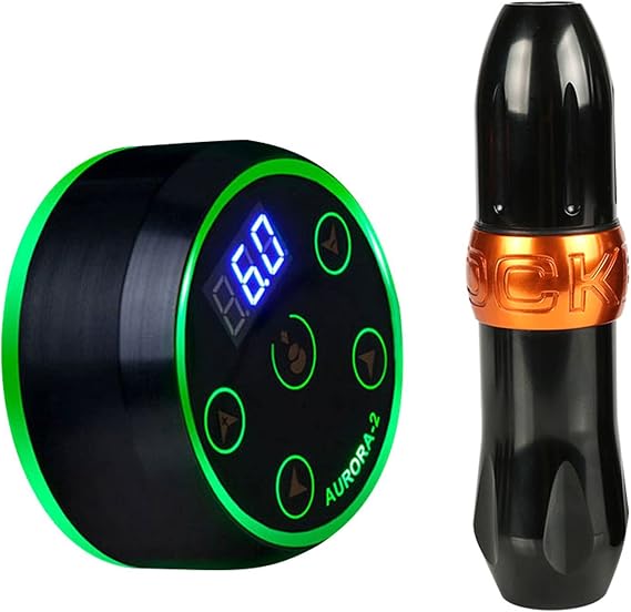 Rocket Motor Tattoo Pen Motor Tattoo Machine Permanent Makeup Rotary Tattoo Pen with Tattoo Power Supply Cartridge,Orange