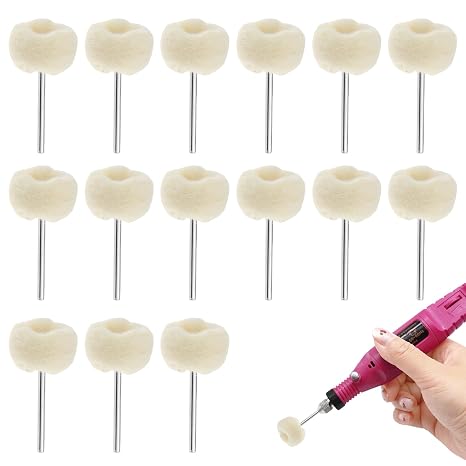 15Pcs Wool Felt Polishing Wheel with 3mm Shank Abrasive Fit for Most Drill