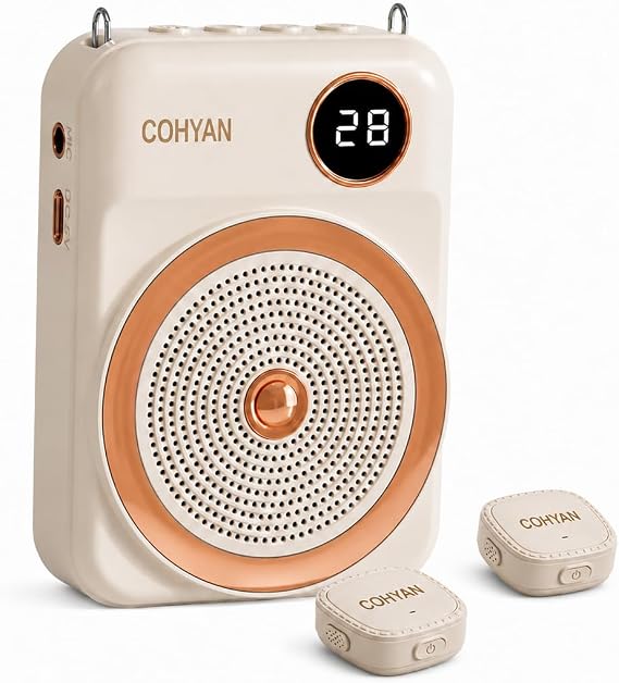 Voice Amplifier for Teachers with Dual Magnetic Wireless Lavalier Microphones & Noise Reduction - Bluetooth Portable Rechargeable Speaker for Classroom, Meetings, Yoga, Speeches
