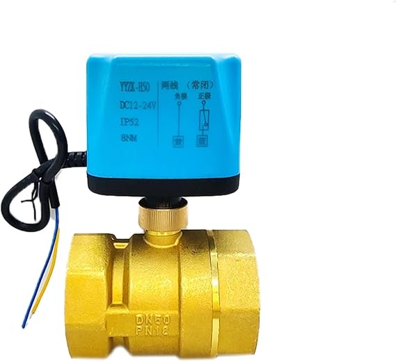 2" Normally Closed/Open Motorized Ball Valve 220V 12V 24V 2-Wire Brass Electric Ball Valve Replace Solenoid Valve(12VDC)