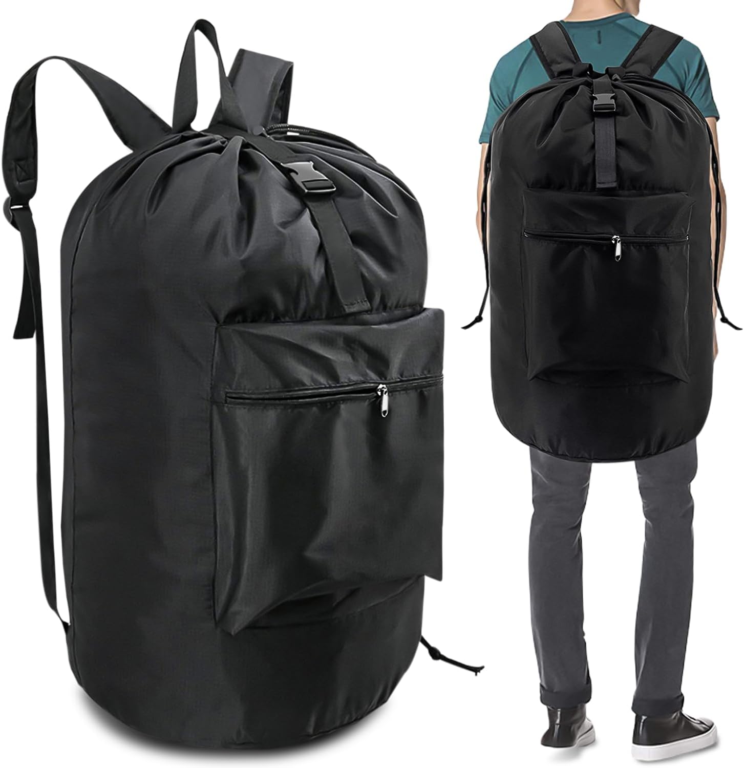Nizirioo 90L Oxford Fabric Laundry Bag, Waterproof, Foldable, Black