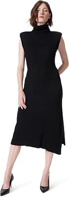 DEE OCLEPPO Womens Emilia Asymmetric Ribbed Knit Dress Standard