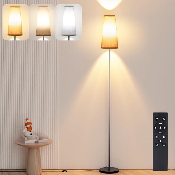 LED Floor Lamp, 67" Modern Standing Lamps with Remote Control, 3 Color Temperature, Dimmable Brightness, Foot Switch, Standard Tall Floor Lamps for Living Room, Bedroom, Office(9W Bulb Included) [Energy Class G]