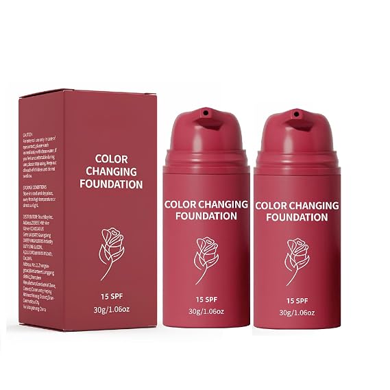 2 Pack Korean Color Changing Foundation,Automatically Adjusts Makeup Application Color Changing Foundation for Mature Skin.